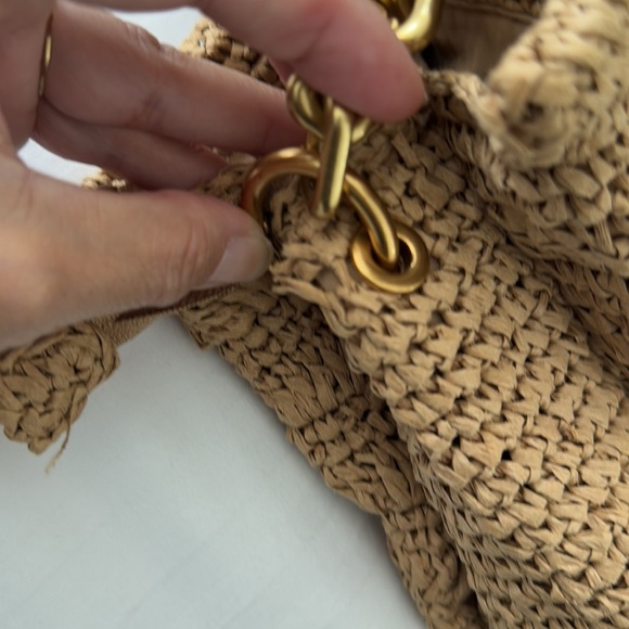Zara Rattan Purse With Brass Link Hardware - Picture 5 of 5